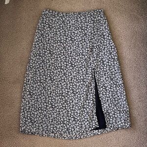 NWT Black Floral Skirt with side slit